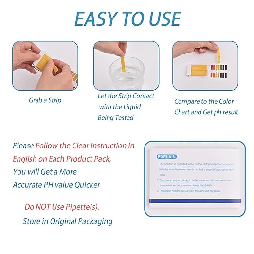 CEYAZYE 480PCS PH Test Strips, Litmus Paper PH Test Strips, PH Level Test Kit for Water, Saliva, Soap, Urine, Food, Liquids, Soil, Lab Monitoring, Measure Full Range 1-14(6 Pack)
