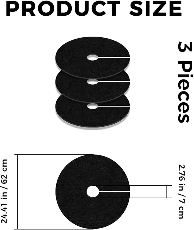Tree Mulch Ring, 3 Pack 24.41" Non-Woven Tree Mulch Ring, Reusable Tree Ring Mulch Mat, Degradable Weed Control Fabric Mat for Landscaping Weed Control Root Protection, Tree Barrier Ring