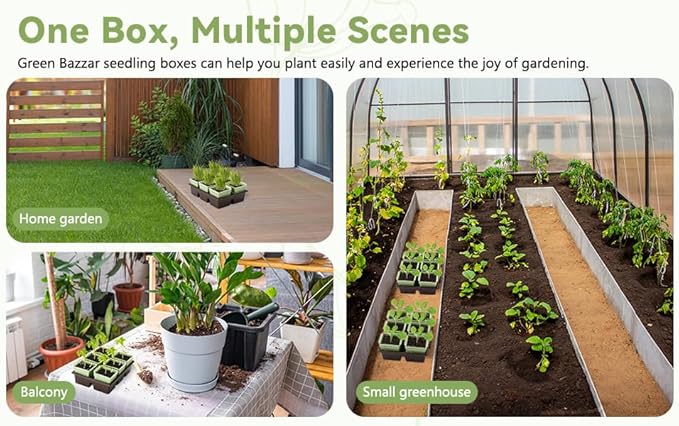 Side-Open Seed Starter Tray 8-Pack, 48 Cells Modular Design with Detachable Plant Cells, Extra-Large 2.36"x2.28" Cells, Reusable Seed Germination Kit for Indoor & Outdoor Gardening