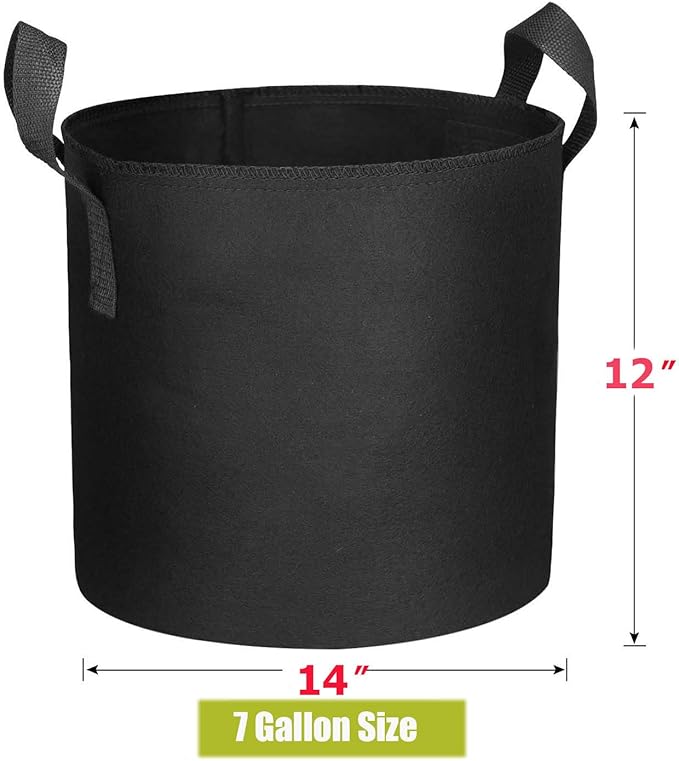 10-Pack 7 Gallon Plant Grow Bags, Heavy Duty 300G Thickened Non-Woven Aeration Fabric Pots with Reinforced Handles