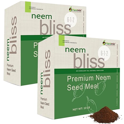 Neem Bliss (20lbs) - Organic Neem Cake for Plants - OMRI-Listed Fertilizer for Plants, Vegetables, Lawns, & Gardening - 100% Natural & Renewable Garden Fertilizer Rich in Vitamins and Nutrients