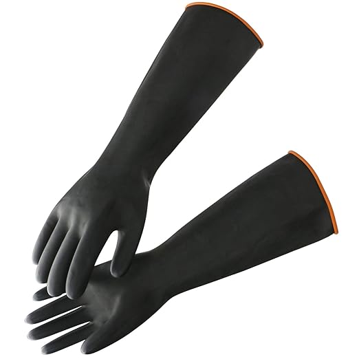 Chemical Resistant Gloves, 22" Waterproof Long Rubber Chemical Lab Gloves for Cleaning Car, Kitchen Dishwashing, Gardening, Acid Alkali Oil Protection, Industry, 3 Pairs, XXL