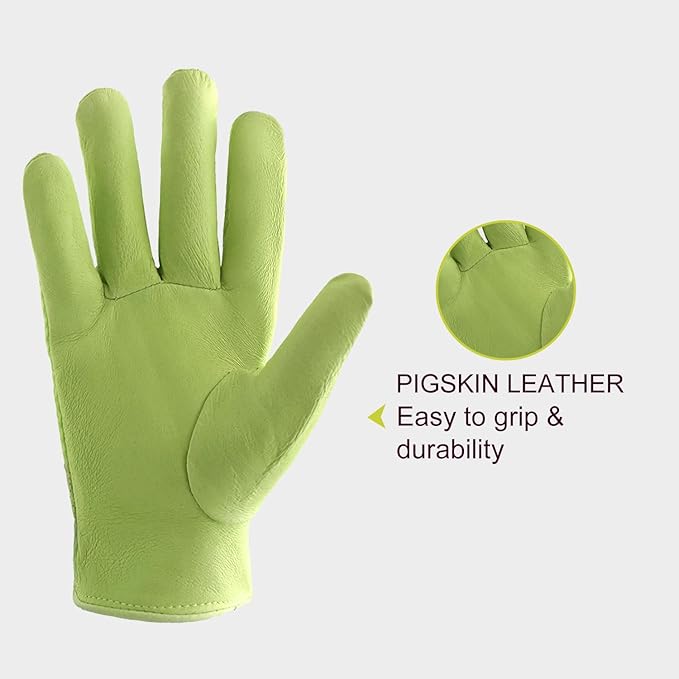KONGOUARD Women Leather Gardening Gloves, 3D Mesh Breathable Weeding Gloves for Yard Work