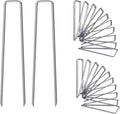 12 Inch Galvanized Garden Landscape Staples Stakes, 25 50 100 PCS Anti-Rust Garden Staples Tent Ground Stakes U-Shaped Landscape Pins for Secure Lawn Fabric, Decoration (100, 12 Inch)