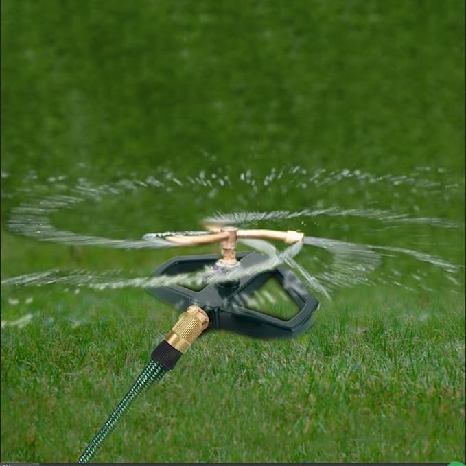 Metal Pulsating Sprinklers with Metal Base, 4-Arms Automatic Rotary Sprinkler 360 Degree Pulsating Impact Sprinklers Heavy Duty Zinc Alloy Impulse Water Sprinkler for Yard and Grass Irrigation