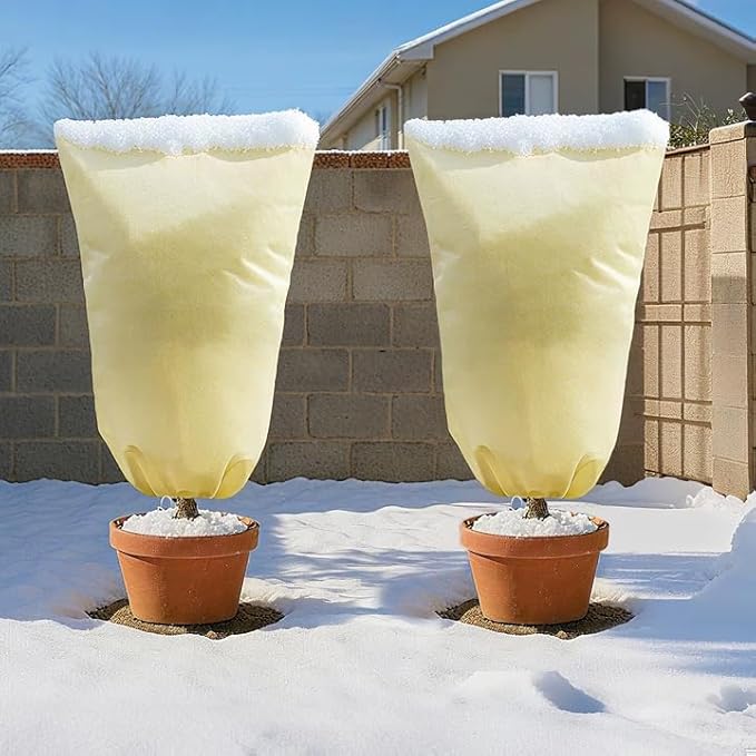 MIXC 4 Packs 2 Size Plant Covers Freeze Protection, Winter Plant Cover Cold Weather Tree Frost Cloth Warm Blankets Shrub Covers for Outdoor Plant (47''×71''+71×83'')