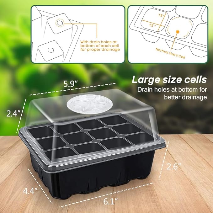 The Bundle of Bonviee 5 Packs Seed Starter Tray with Grow Light and 5 Packs Seed Starter Kit