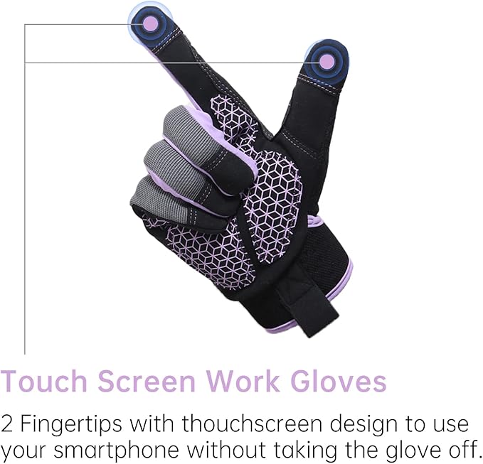 Womens Work Gloves Small Working Gloves for Women Work Gloves Touch Screen,Breathable Mechanic Working Gloves Lightweight Purple S