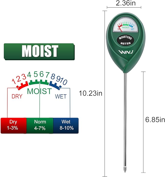 WNJ 2 Pack Soil Moisture Meter, Plant Water Monitor, Lawn Moisture Meter，Soil Hygrometer Sensor for Gardening, Farming, Indoor and Outdoor Plants (Classic Black)