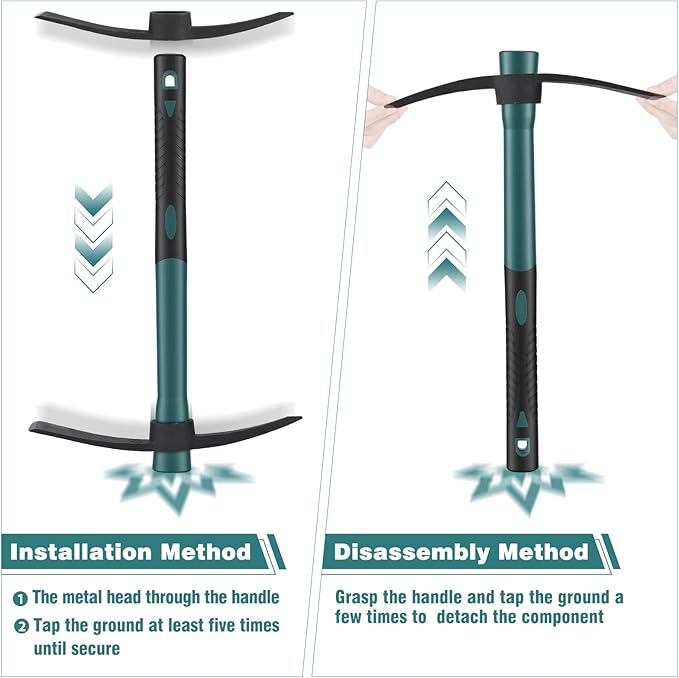 2pcs Gardening Tools with 1pcs Handle Multi-Functional Garden Hoe for Flower Work