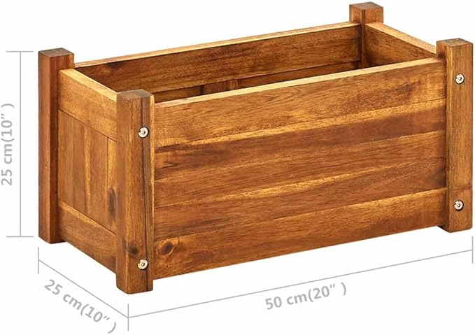 vidaXL Garden Raised Bed, Wooden Raised Flower Bed for Flowers and Plants, Solid Acacia Wood Planter, Outdoor and Indoor Use, Brown