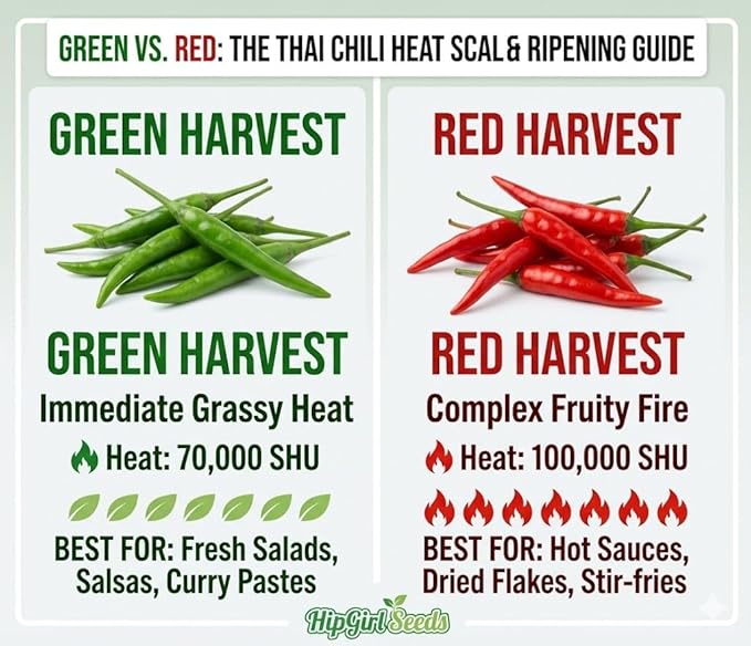 Hot Pepper Seeds for Planting,Non-GMO Heirloom Seed Vegetable Seeds,Asian Chile Pepper Seed for Home Vegetable Garden & Hydronic Pods,泰国小米椒(50ct+ Thai Bird)