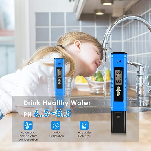 PH Meter, 0.01 High Accuracy PH Pen PH Tester for Water Hydroponics Digital, Digital PH Meter Pocket Size with 0-14 PH Measurement Range, PH Tester for Water, Aquaculture, Lab and Pool
