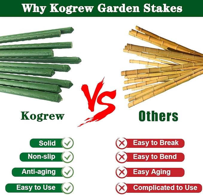 4Feet 48inch Garden Stakes Sturdy Plant Sticks Support Tomato Stakes for Vegetable,Pack of 20