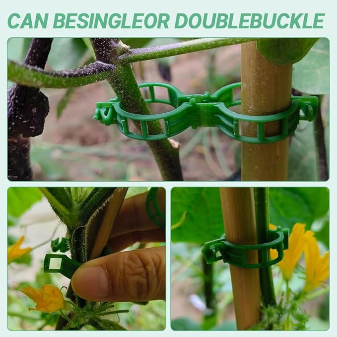 Secured Plastic Plant Clip, 2026 New Reusable Plant Support Clips Plastic Clips Tomato Clips for Securing Plants for Climbing Plants, Vegetable Stems (100, Green)