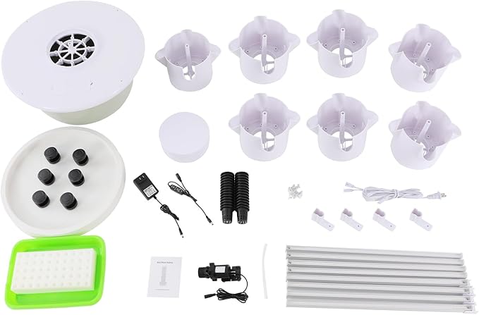 Hydroponic Growing System with LED Grow Lights, 28 Pods 7 Tiers Vertical Hydroponic Tower, Home Hydroponic Garden with Water Pump, Timer, Plants Germination Kit for Herbs, Fruits, Vegetables
