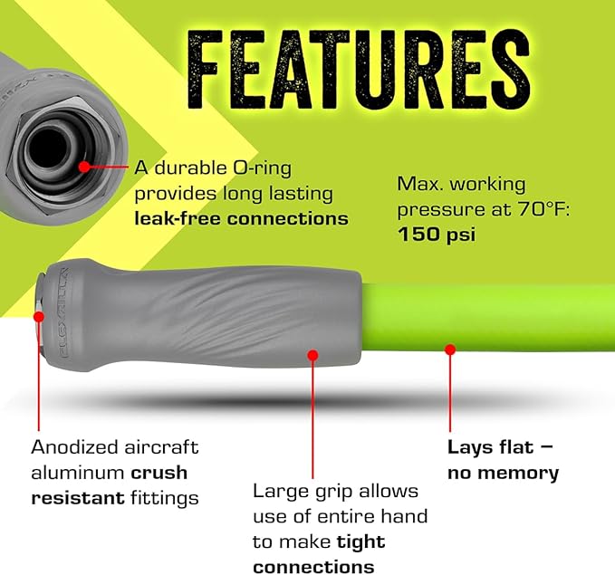 Flexzilla Garden Hose with SwivelGrip,5/8 in. x 25 ft.,Lightweight All-Weather Water Hose,Durable and Flexible,Leak-Free Connections,(Pack of 10)