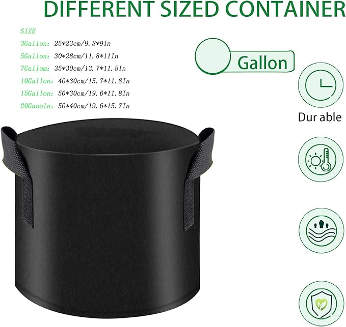 10 Pack Grow Bags 7 Gallon Heavy Duty Thickened Non-Woven Grow Bag with Handles Plant Grow Bags Planting Bags Plant Bags