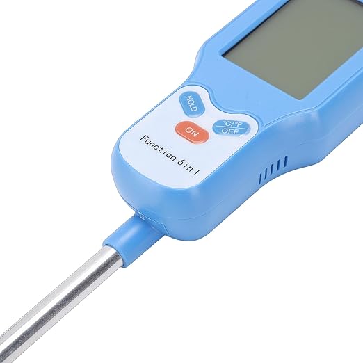 Naroote 6 in 1 Soil Meter, pH Temperature Humidity Light Fertility Tester for Yard Garden Greenhouse Planting, with Backlight LCD Screen and High Sensitivity Probe