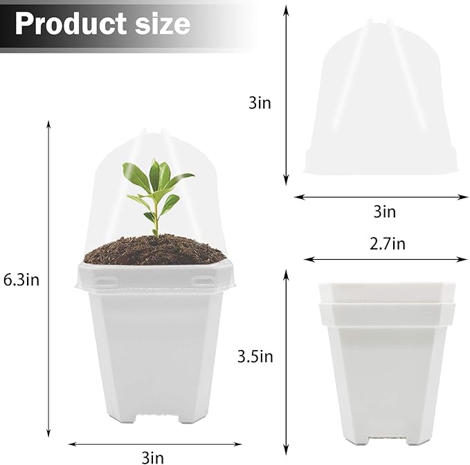 PURPLE STAR 1N 30 Packs Plant Nursery Pots with Humidity Dome, Small Gardening Pots, Square Planting Containers Cups for Succulents Seedlings Cuttings Transplanting