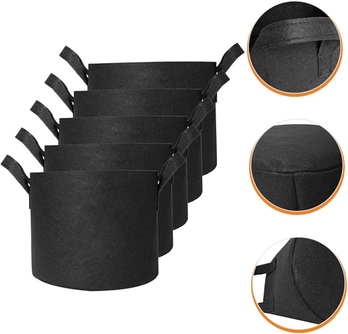 BESPORTBLE 5pcs Non-Woven Planting Bags Breathable Nursery Pouches for Vegetables and Flowers Reusable Garden Grow Bags Excellent Airflow for Balconies and Yards