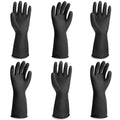Chemical Resistant Rubber Industrial Safety Work Protective Long Gloves, Black Heavy Duty Gloves Resist Strong Acid, Alkali and Oil for Cleaning, Washing, 14 Inch, 3 Pairs Large