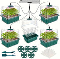 5Sets Seed Starter Tray with Grow Light, Elevated Seedling Starter Trays Kits with Adjustable Humidity Domes and Clear Cell Tray for Greenhouse Seeds Growing Starting