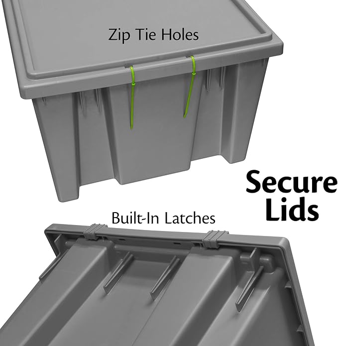Akro-Mils 35190 Nest and Stack Plastic Storage Container and Distribution Tote, (19-1/2-Inch L x 15-1/2-Inch W x 10-Inch H), Gray, (6-Pack)