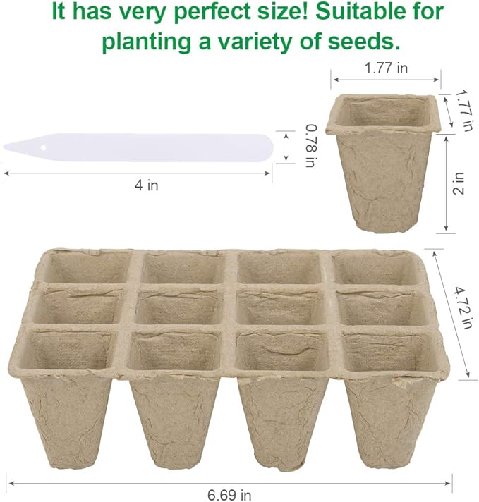 10 Pack Seed Starter Tray Kit, 120 Cells Organic Germination Seedling Trays Plant Grow Kit Nursery Pots Plug Tray Peat Pot for Vegetable & Flower Plants Herb Seeds Garden Planting