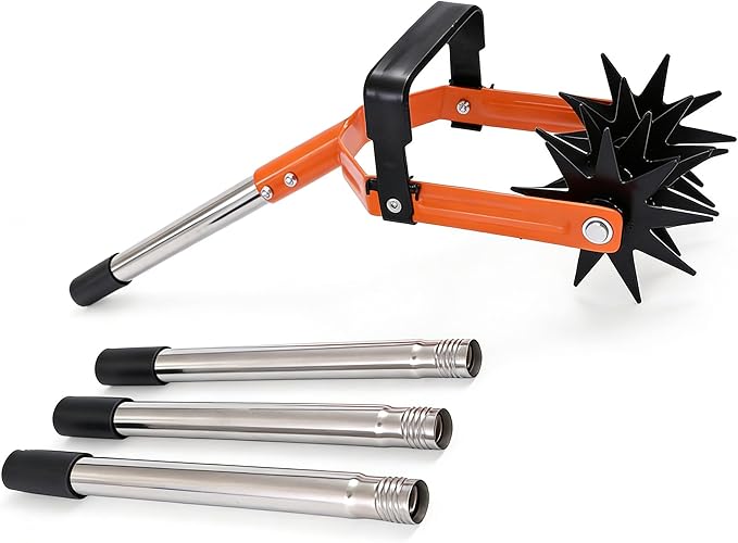 Manual Lawn Cultivator Tool – Adjustable Stainless Steel Hand Tiller for Grass Reseeding, Soil Aeration, Yard & Lawn Repair Gardening Tool, ZZ04