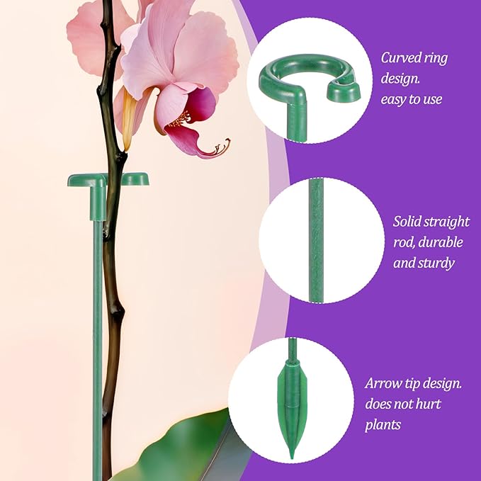 20 Pack Adjustable Plant Support Stakes,Orchid Stakes and Clips,Plant Holder Stick for Garden,Plants Supports for Tomato Rose Outdoor Indoor Plants(with 10 Extenders)
