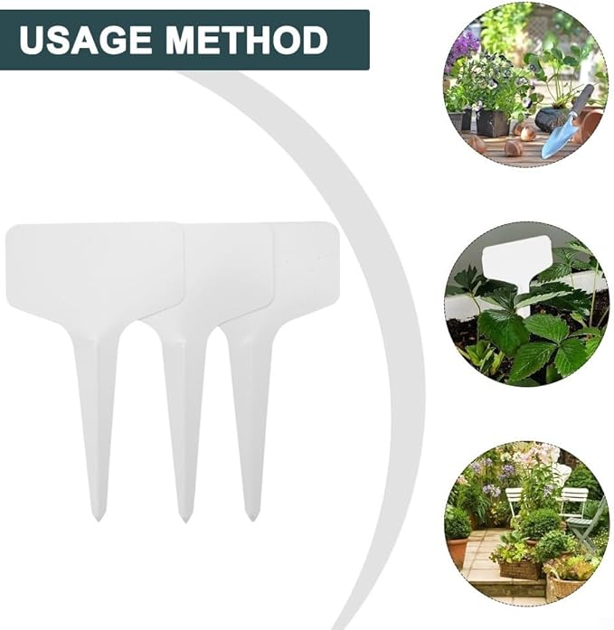100-Pack PVC Plant Labels for Gardening, 6 x 3 x 10 cm White T-Type Garden Markers – Reusable, Weather-Resistant, Easy-to-Write Bonsai & Nursery Tags
