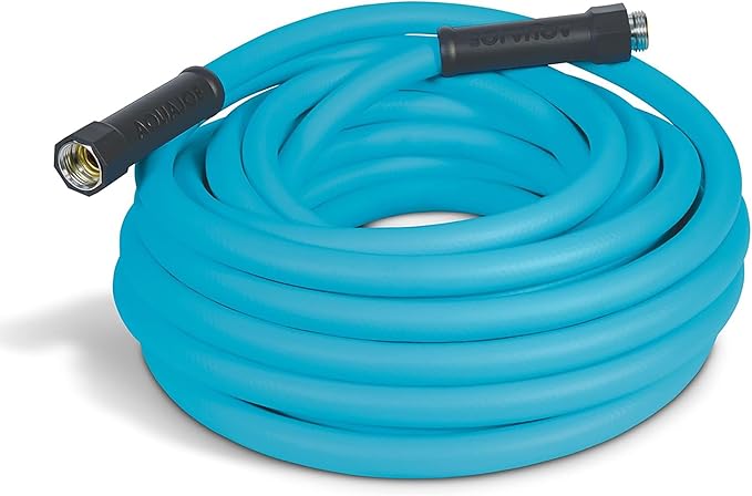 Aqua Joe Garden Water Hose with Dual Swivel Grenade Grips, Kink-Free and Flexible Hybrid Polymer, 50 Ft - Heavy-Duty, Expandable, and Lightweight Watering Tool for Gardening, AJPGH50-PRO