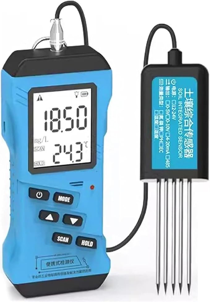 Soil Meter, 7-in-1 Soil pH Tester with Temperature, Humidity, Light Measurements and LCD Display for Gardening, Lawn Care, Agriculture and Outdoor Plants