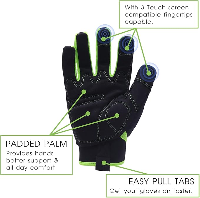 Work Gloves Mens & Women, Utility Thin Mechanic Gloves Touch Screen,Flexible Breathable Yard Work Gloves -Padded Knuckles & Palm