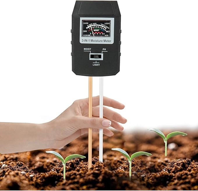 3-in-1 Soil pH, Moisture & Light Meter – No Battery Needed | Accurate & Easy-to-Use Plant Tester for Garden, Lawn & Indoor Plants | Dual Probe Design for Fast & Reliable Readings