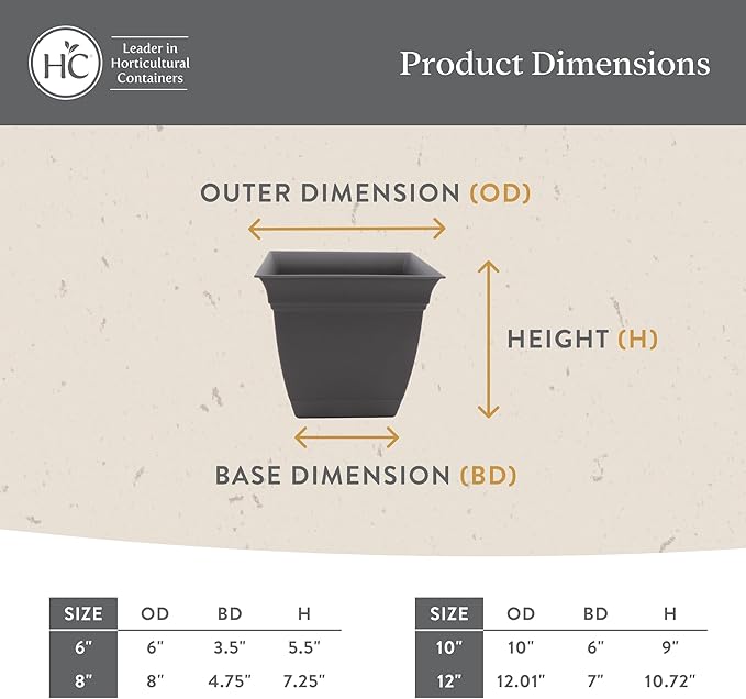 The HC Companies Eclipse Square Plastic Planter w/Attached Saucer - Outdoor & Indoor Plant Pot with Drainage Holes - Lightweight, UV-Resistant Plastic Pots for Plants (10" Peridot Green, Pack of 1)