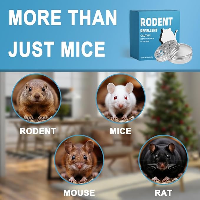Rodent Repellent for Cars with Peppermint Oil, Mouse Repellent for Cars, Mice Repellent for Indoor Outdoor, Rodents Repellent for House, Rat Deterrent Outdoor -2P