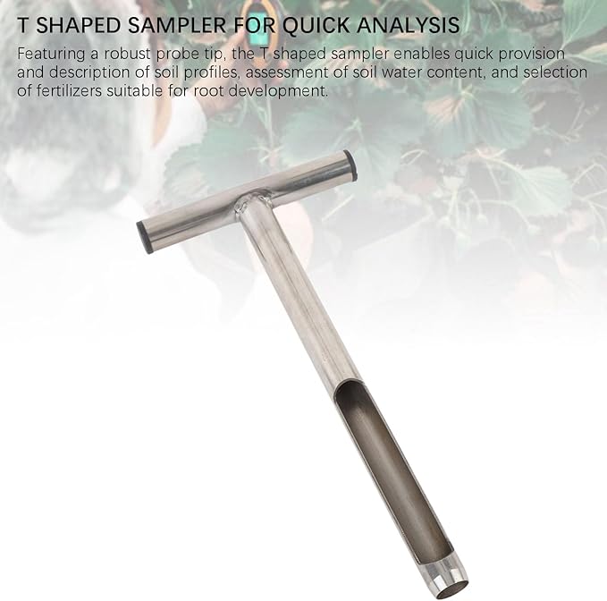 12in Soil Probe, Stainless Steel Soil Sample Probe with 2 Bags, T Handle Soil Test Probe Kits Tool for Soil Sampling, Home Plant Care, Garden, Farm, Lawn