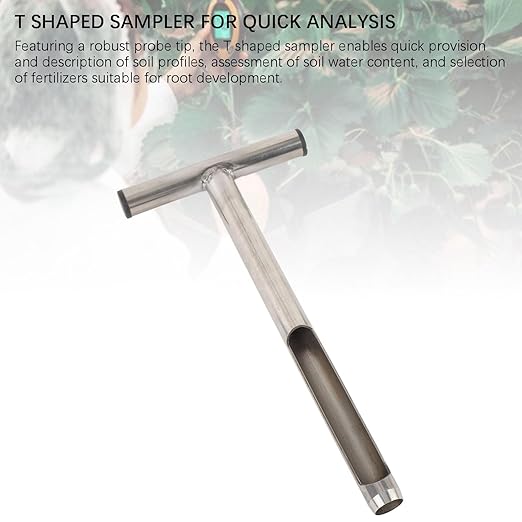 Stainless Steel Soil Sampler | 12in T - Handle Probe for Garden/Lawn/Farm | Portable Soil Test Kit with 2 Reusable Bags | Sturdy Soil Sample Tool