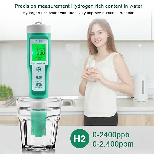 Hydrogen Water Tester 10 in 1 Resistivity/Fertility/H2/pH/TDS/EC/ORP/S.G/Salt/Temp Meter with ATC pH Meter,0.01 High Accuracy pH Tester Digital,TDS Meter PPM Meter for Drinking,Hydroponics,Pool.