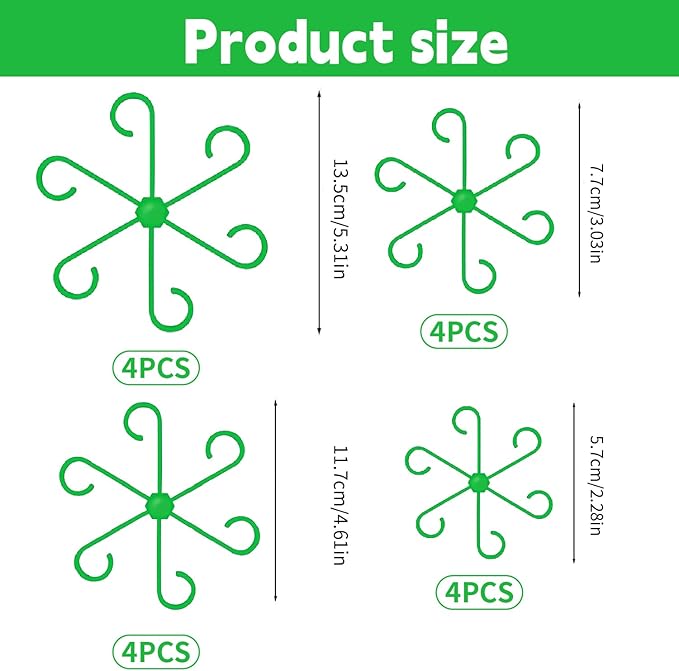 16pcs Plant Stem Support Reusable Plant Growth Accessories 4 Sizes,Climbing Houseplant Stem Supports,Plant Support Rings, Leaf Holders, Indoor Plant Stakes Stabilizer Accessories