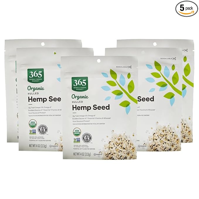 365 by Whole Foods Market, Organic Hemp Seed, 4 Ounce (Pack of 5)