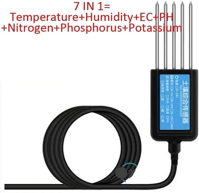 RS485 7 in 1 Soil Integrated Transmitter Temperature Humidity EC npk ph Soil Sensor(7 in 1 NPK-PH-EC-H-T)