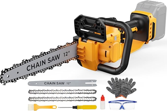 Mini Chainsaw for Dewalt 20V Max Battery, 12 Inch Electric Chainsaw Cordless with Security Lock, Hand Held Chain Saw for Wood Cutting, Tree Saw Trimming and Branch Pruning (Battery Not Included)