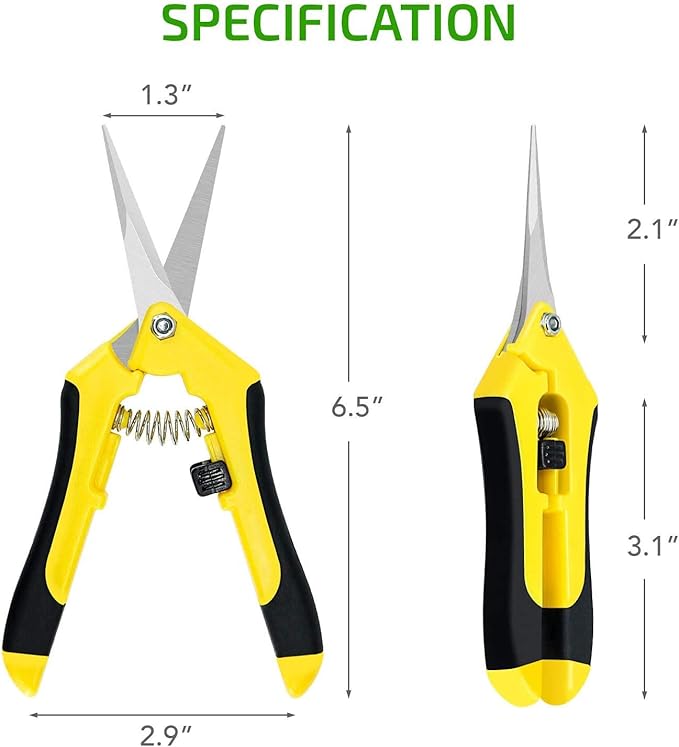 iPower 6.5 Inch Gardening Hand Pruner Pruning Shears Trimming Scissors with Straight Stainless Steel Blades for Bonsai, Herb, Bud, Hedge, 4-Pack, Yellow