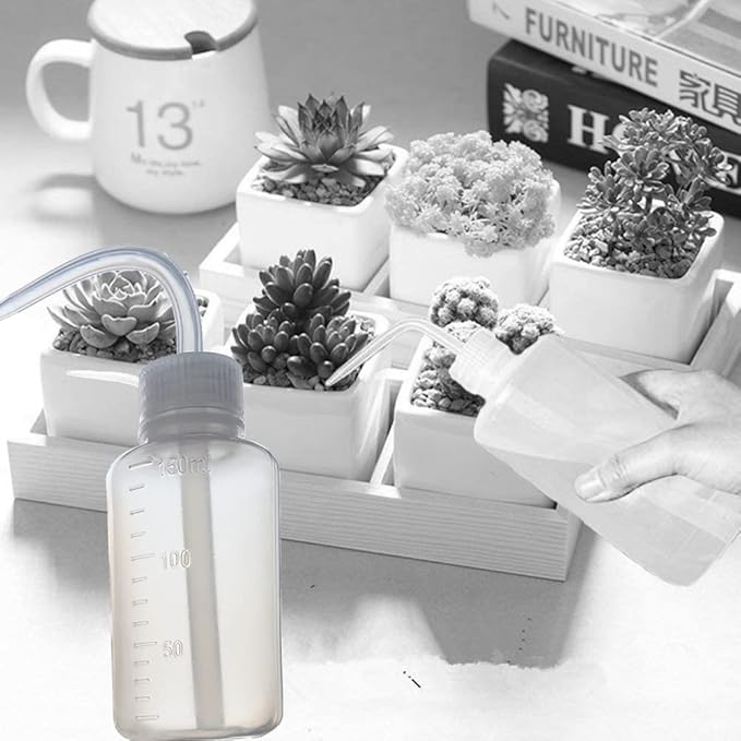 Wash Bottle 2pcs 150ml 5Oz Narrow Mouth Squeeze No Spill Bend Mouth Watering Cans for Medical Lab - Plastic Safety