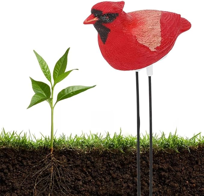 Soil Moisture Meter, Bird Shape Plant Water Tester Hygrometer Sensor Gardening Tool, Portable Watering Alarm Chirping Bird Plant Water Tester for Indoor Outdoor Plants Garden Decorations (red)