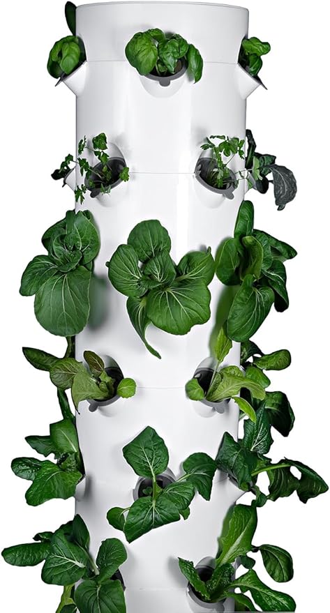 HX Hydroponic Tower | High Capacity Tower | Hydroponics Growing System Kit | Food Grade with 40 Net Pots (Without Lights)