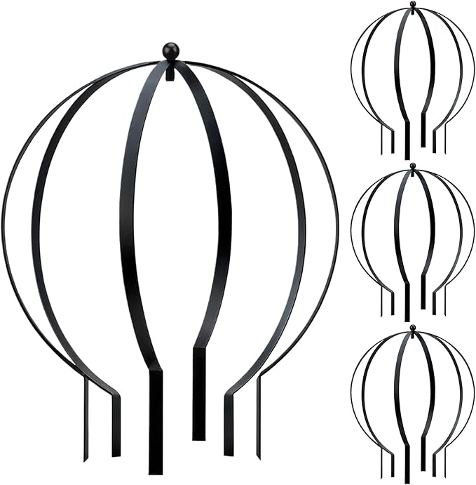 Set of 4 Large Metal Trellis Obelisks Sturdy Round Circle Trellis for Climbing Plant Support Indoor Outdoor Potted Vines, Cucumbers & Flowers, Patio Doorway Garden Decor (18.5"x15")